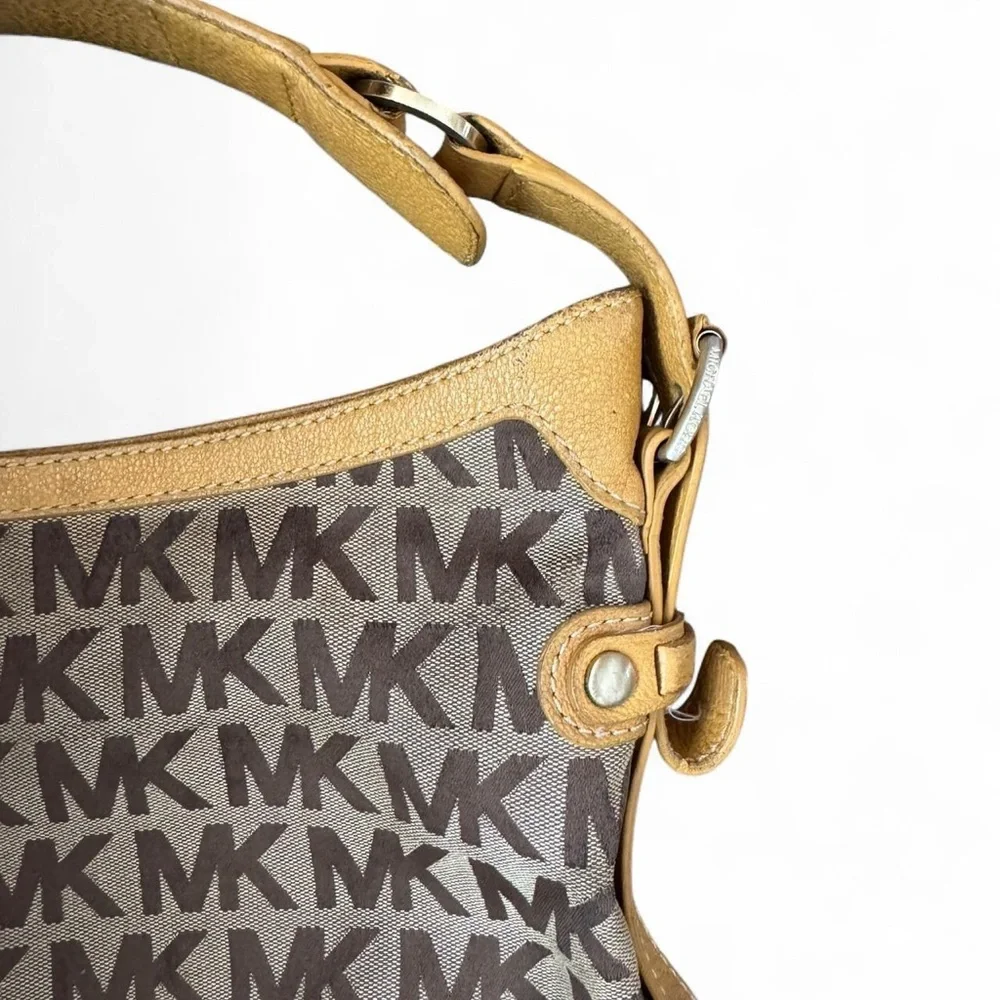 Michael Kors Gold and Brown Logo Handbag - Picture 3 of 6